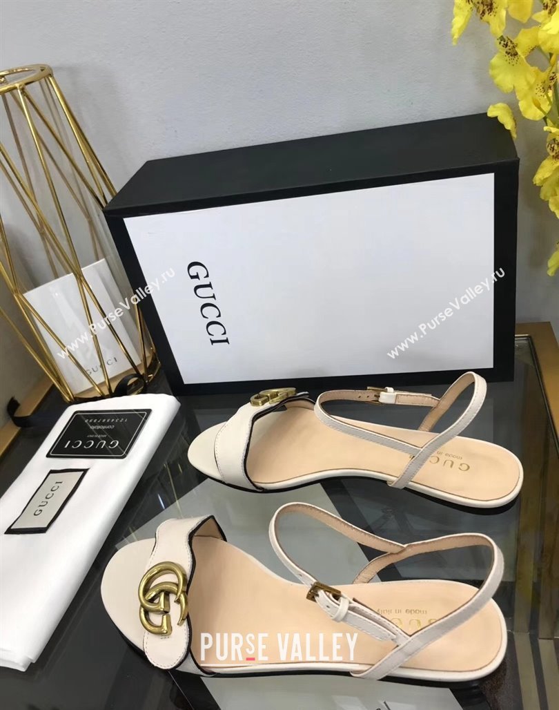 Gucci Leather Wave Flat Sandals White 2024 0319 (SS-240319044)