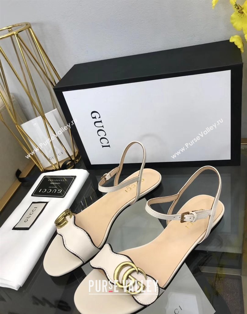 Gucci Leather Wave Flat Sandals White 2024 0319 (SS-240319044)