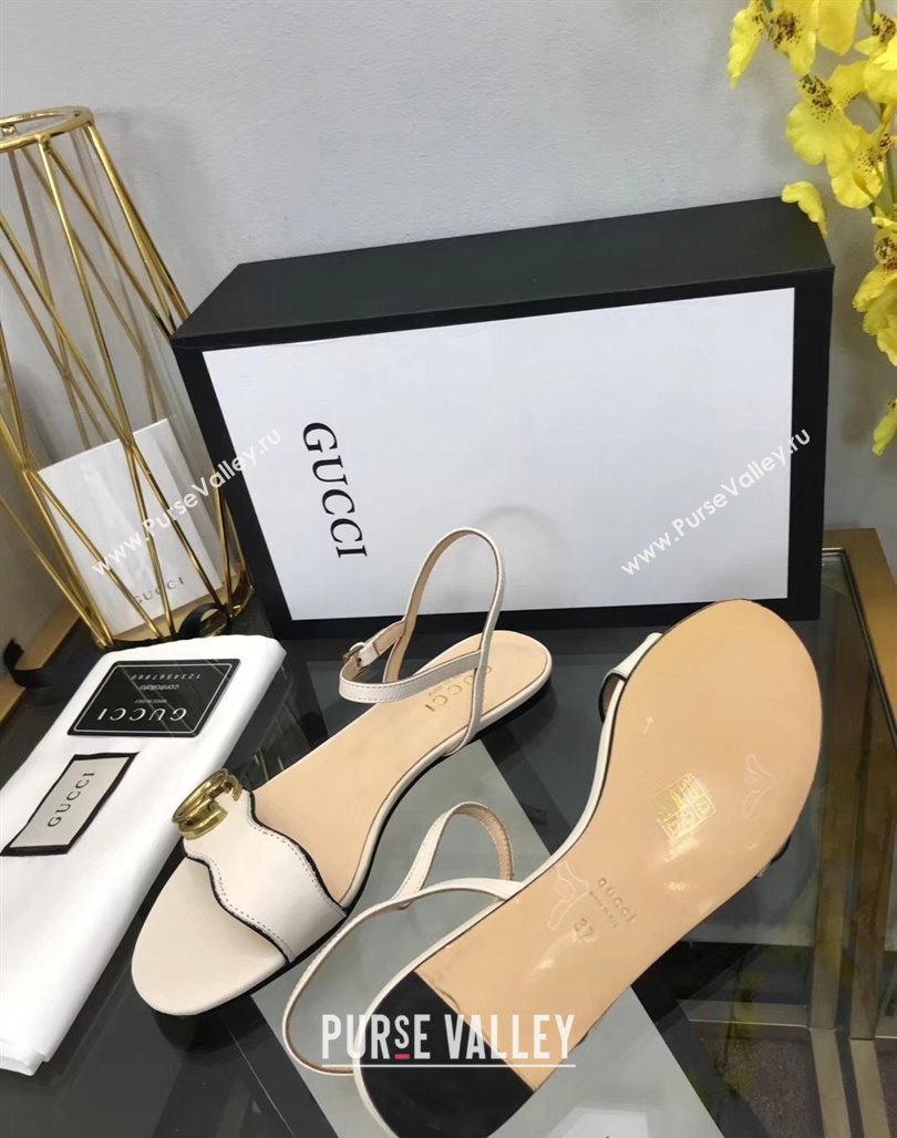 Gucci Leather Wave Flat Sandals White 2024 0319 (SS-240319044)