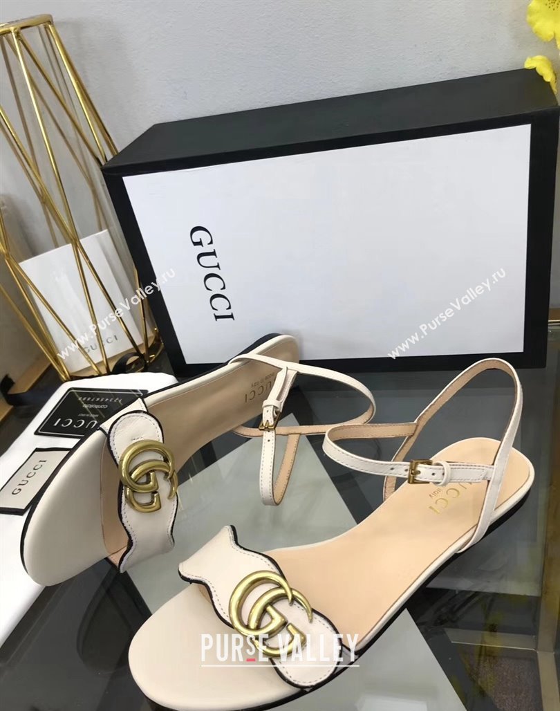 Gucci Leather Wave Flat Sandals White 2024 0319 (SS-240319044)