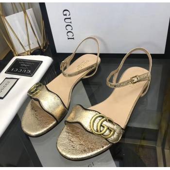 Gucci Leather Wave Flat Sandals Gold 2024 0319 (SS-240319045)