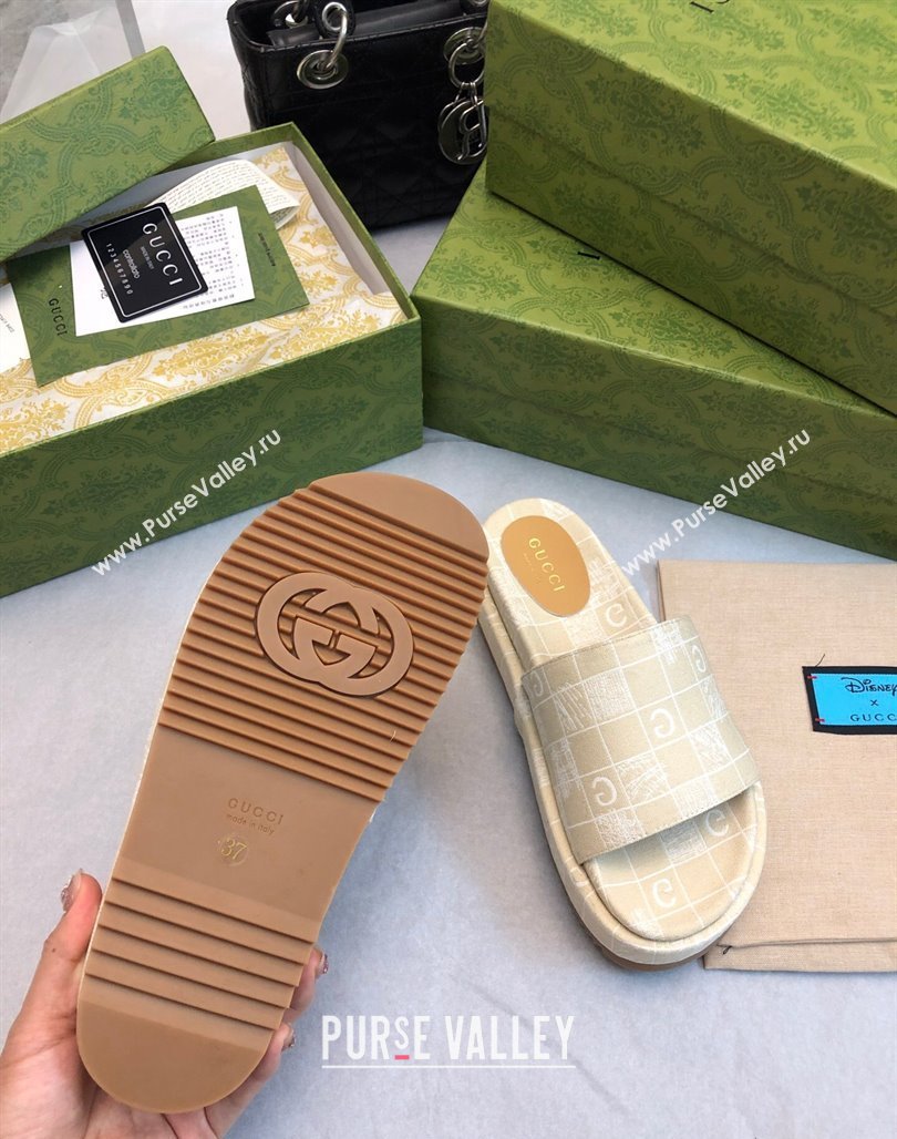 Gucci Check Denim Platform Slide Sandal 5.5cm Beige 2024 0316 (MD-240316031)