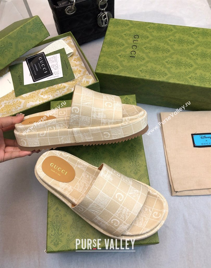 Gucci Check Denim Platform Slide Sandal 5.5cm Beige 2024 0316 (MD-240316031)