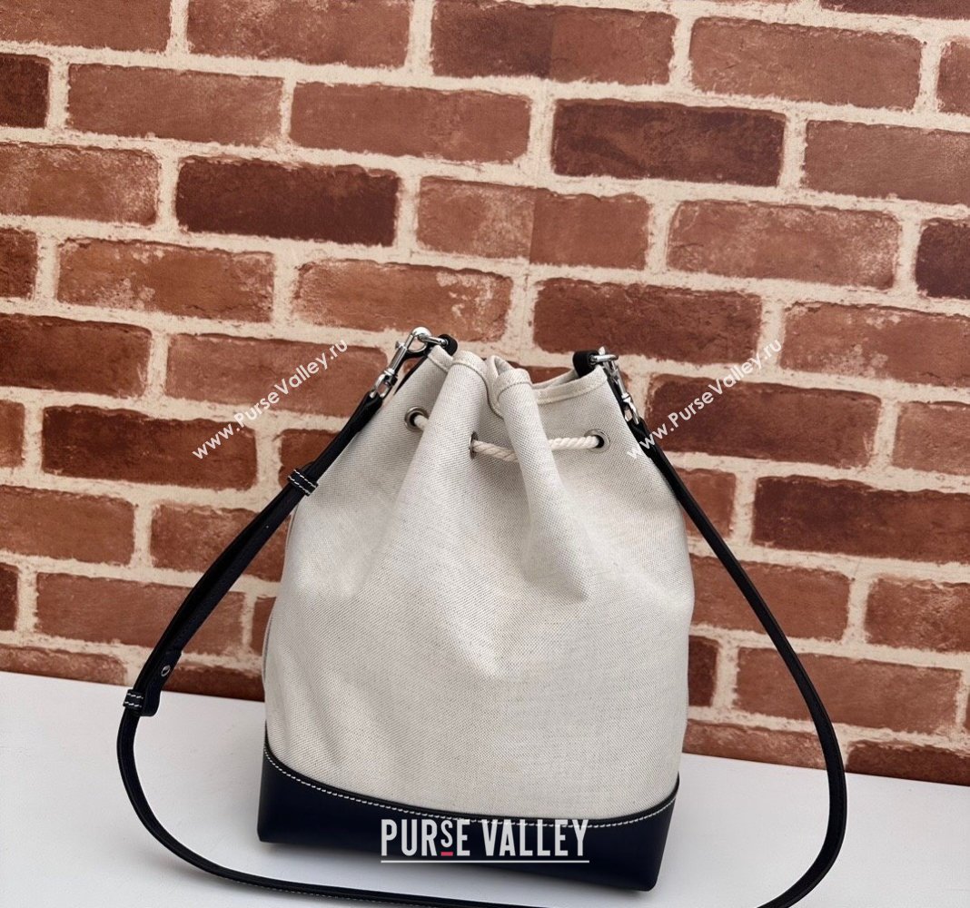 Gucci Canvas Small Bucket bag with GUCCI Print 772856 Beige/Blue 2024 (DLH-240415001)