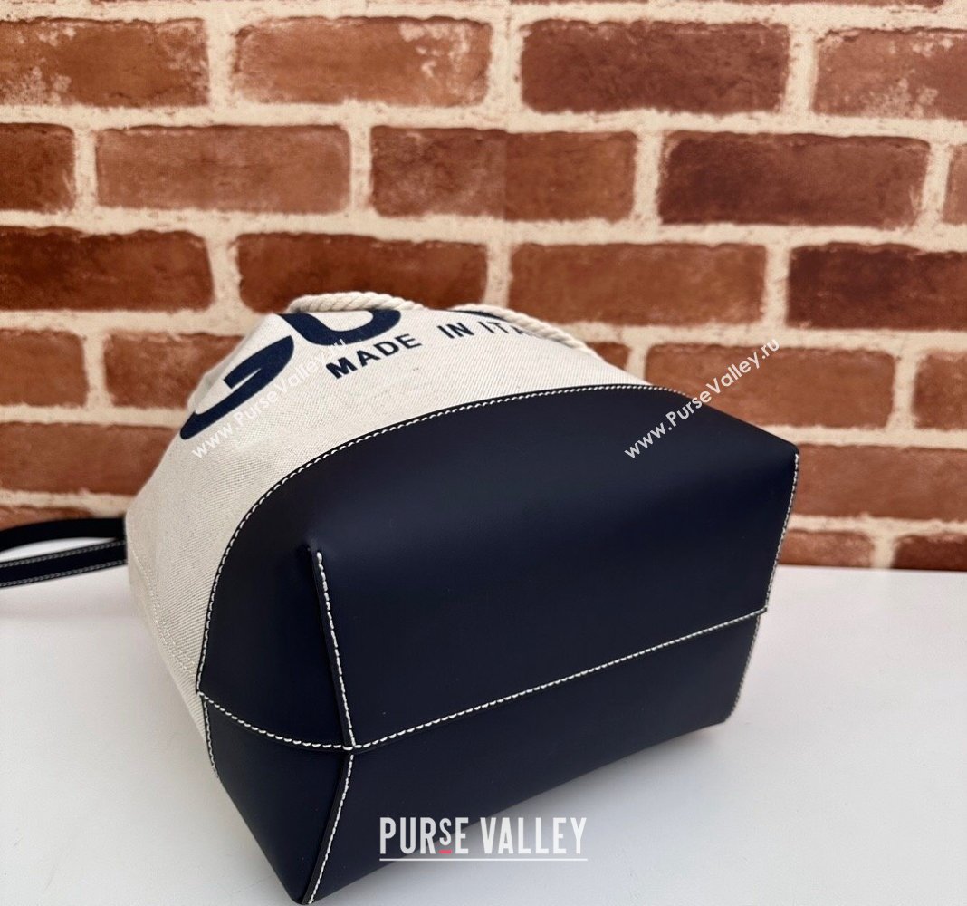 Gucci Canvas Small Bucket bag with GUCCI Print 772856 Beige/Blue 2024 (DLH-240415001)