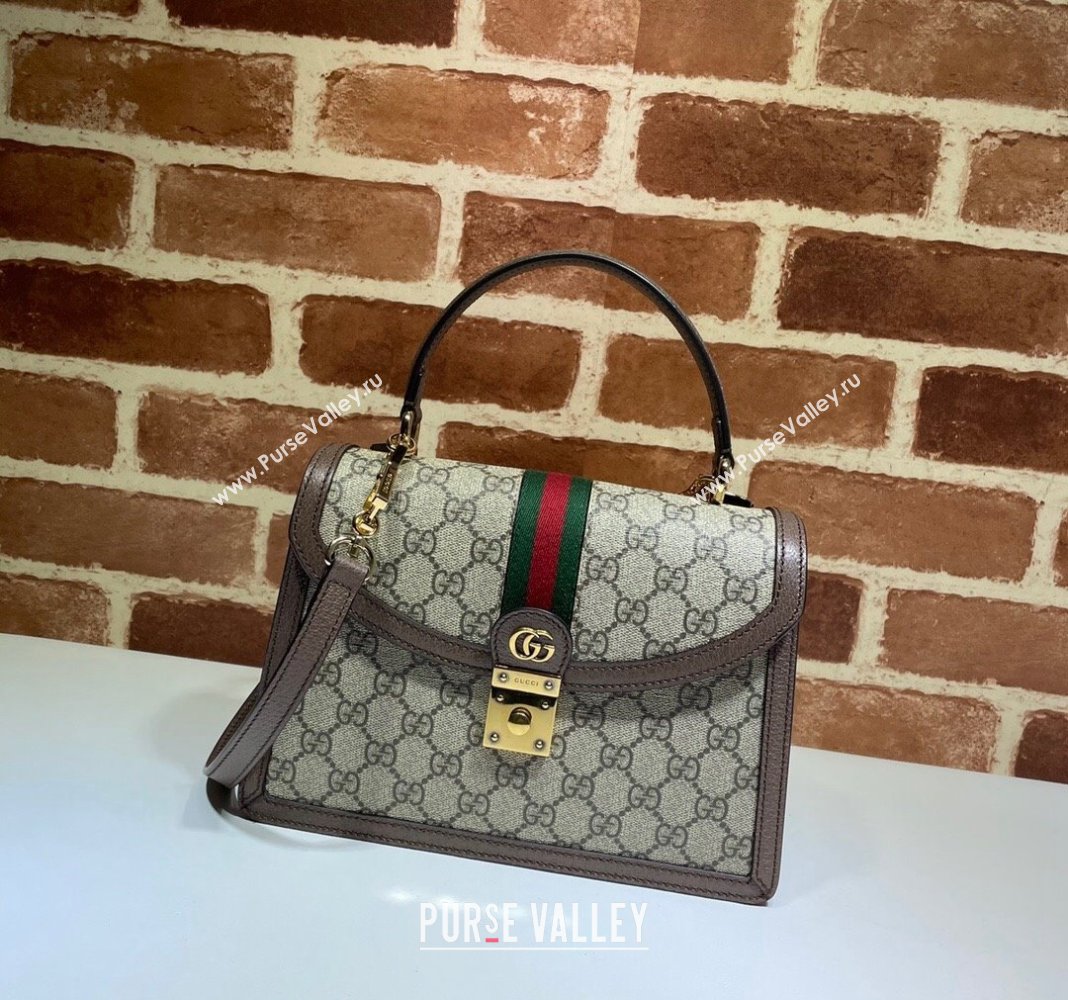 Gucci Ophidia Small Top Handle Bag 651055 Brown 2024 (DLH-240415018)