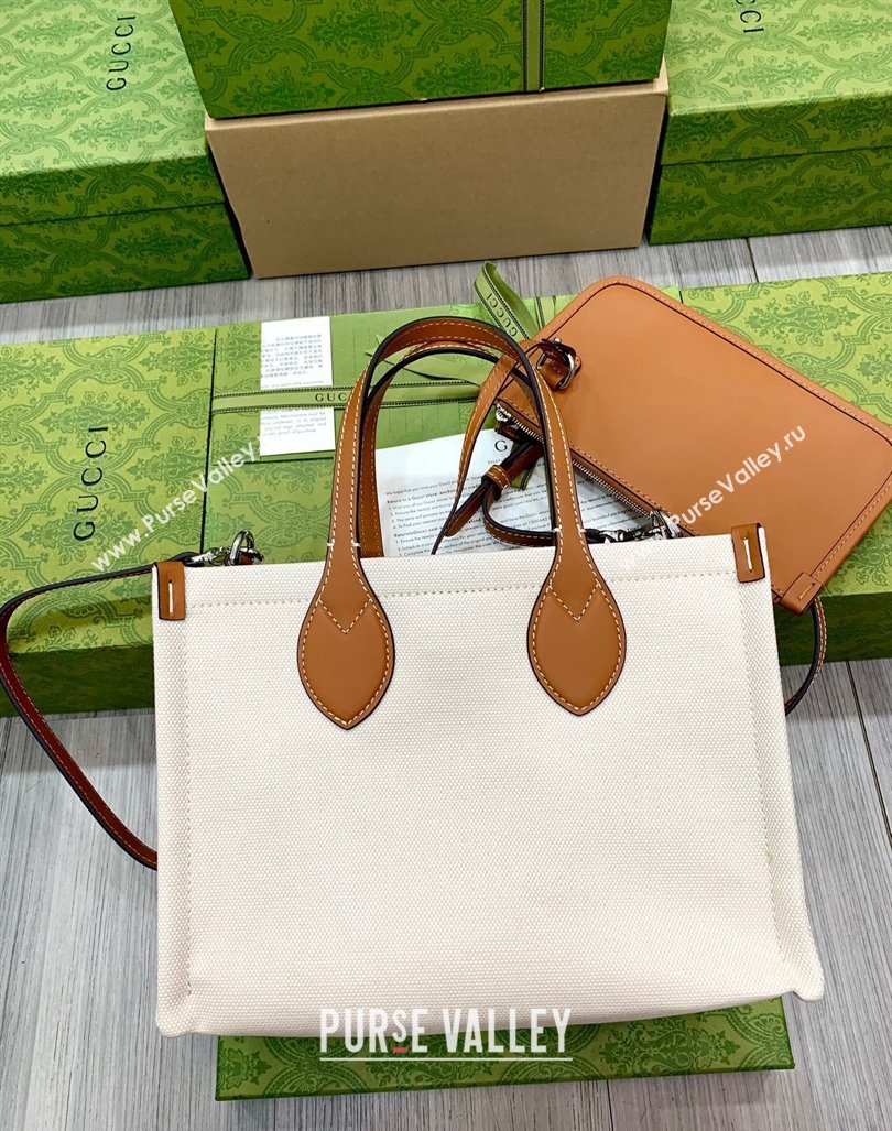 Gucci Canvas Mini Tote Bag with GUCCI Print 772144 Beige/Brown 2024 (DLH-240415009)