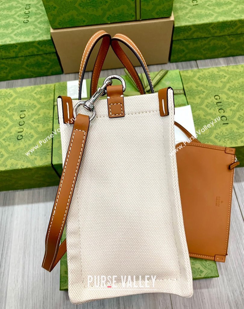 Gucci Canvas Mini Tote Bag with GUCCI Print 772144 Beige/Brown 2024 (DLH-240415009)