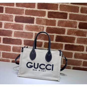 Gucci Canvas Mini Tote Bag with GUCCI Print 772144 Beige/Blue 2024 (DLH-240415008)