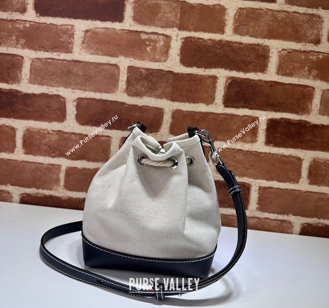 Gucci Canvas Mini Bucket bag with GUCCI Print 777166 Beige/Blue 2024 (DLH-240415010)