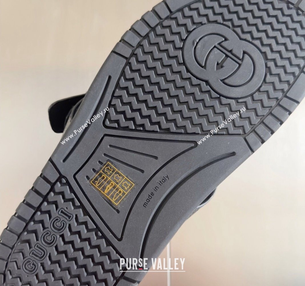 Gucci Mens GG Canvas Flat Slide Sandals with Cross Strap Black 2024 0427 (KL-240427094)