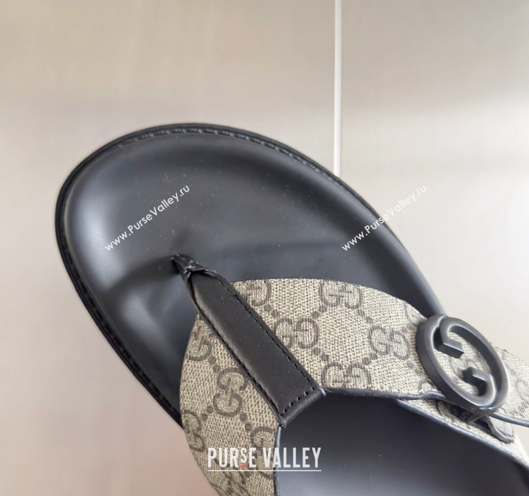 Gucci Mens GG Canvas Flat Thong Slide Sandals Beige 2024 0427 (KL-240427098)