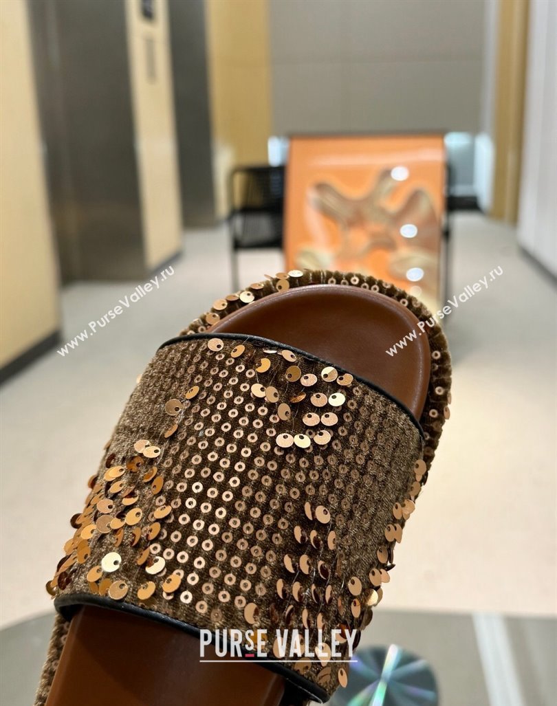 Gucci Platform Slide Sandals 5.5cm with Sequins Brown 2024 0429 (MD-240429005)