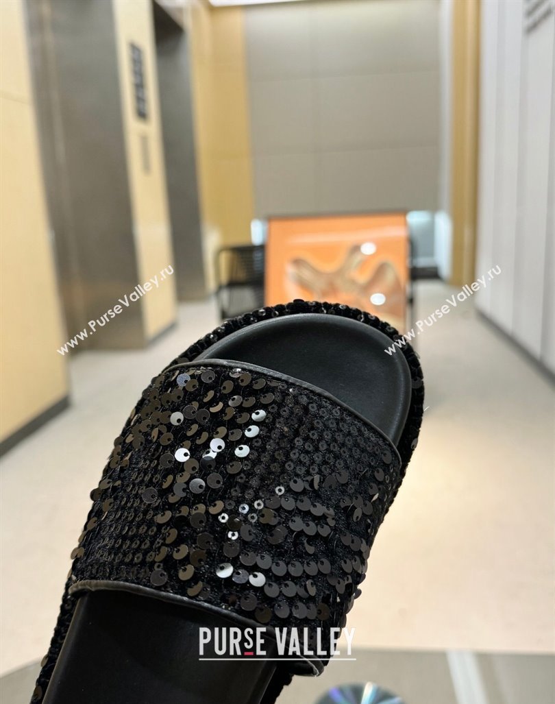 Gucci Platform Slide Sandals 5.5cm with Sequins Black 2024 0429 (MD-240429007)