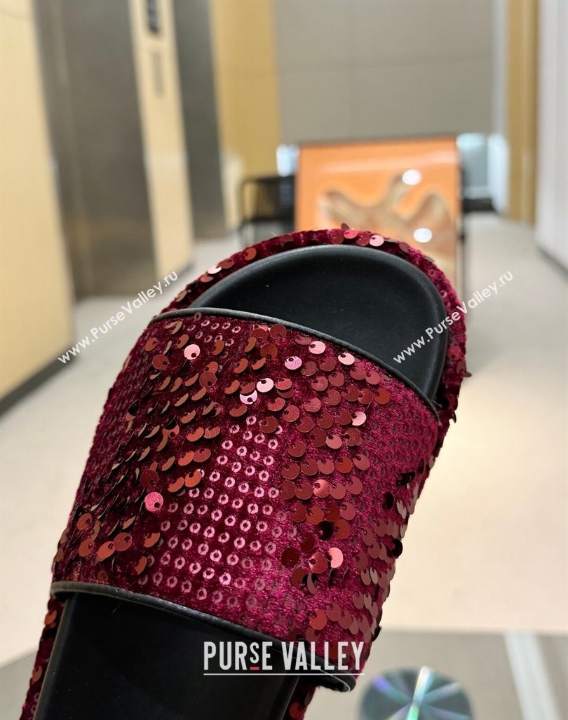 Gucci Platform Slide Sandals 5.5cm with Sequins Burgundy 2024 0429 (MD-240429008)