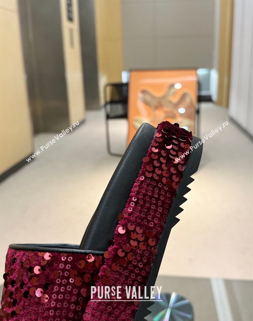 Gucci Platform Slide Sandals 5.5cm with Sequins Burgundy 2024 0429 (MD-240429008)