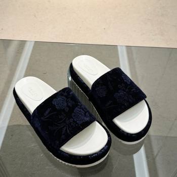 Gucci Platform Slide Sandals 5.5cm in Printed Velvet Black 2024 0429 (MD-240429009)