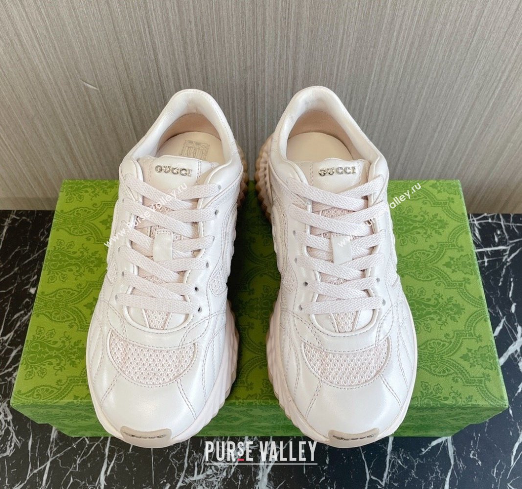 Gucci Ripple Platform Sneakers in Leather Pale Pink 2024 (MD-240429018)