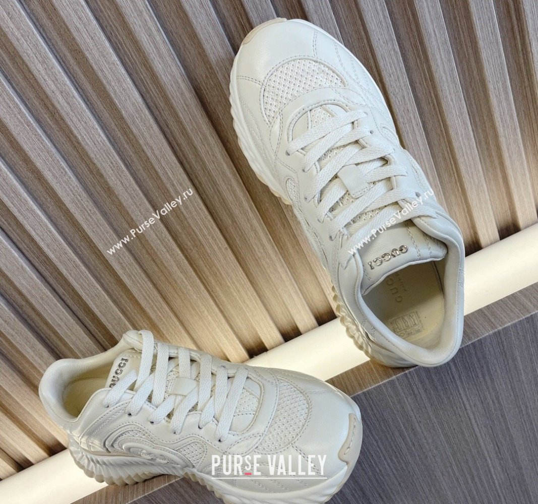 Gucci Ripple Platform Sneakers in Leather White 2024 (MD-240429019)