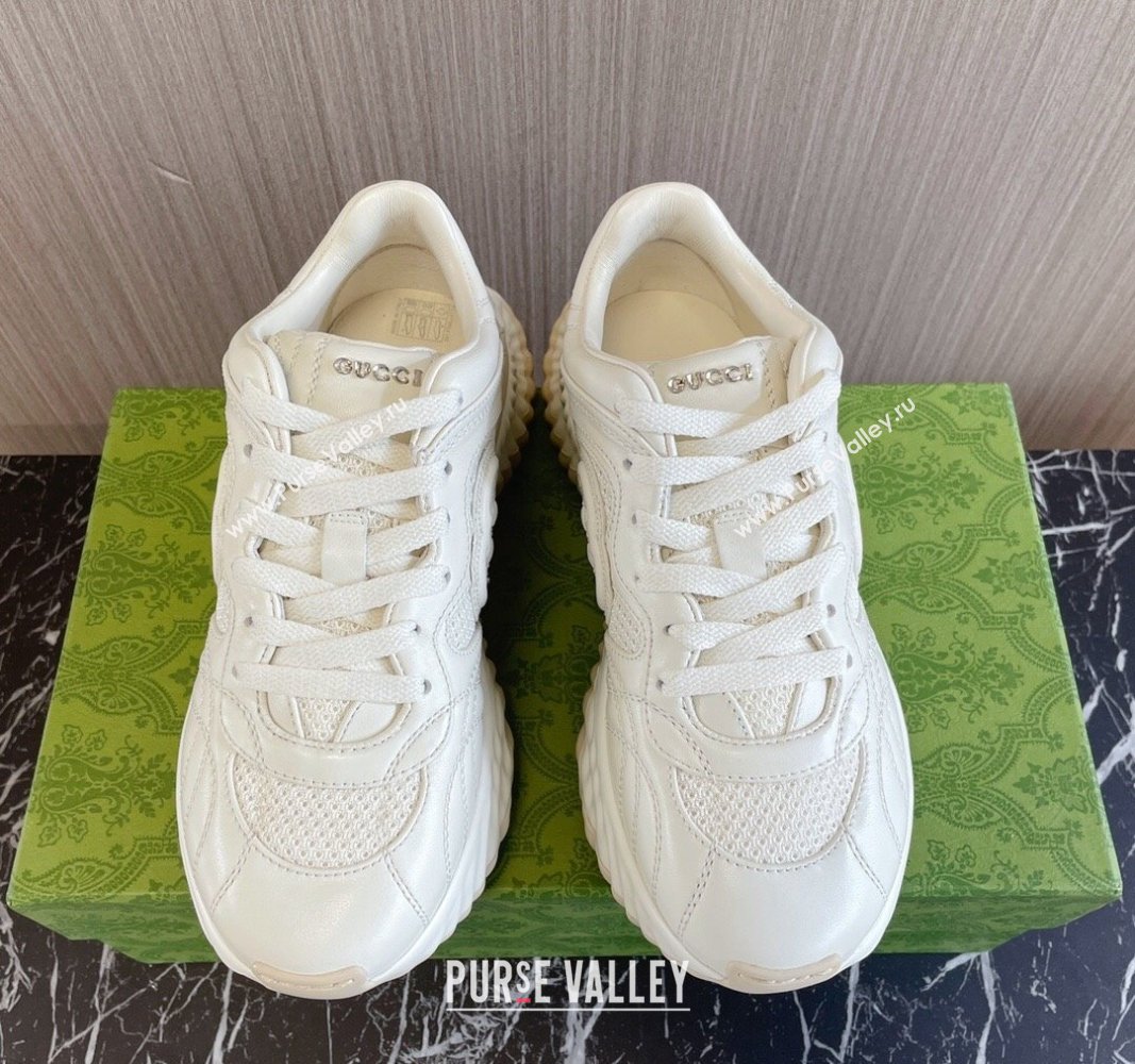 Gucci Ripple Platform Sneakers in Leather White 2024 (MD-240429019)