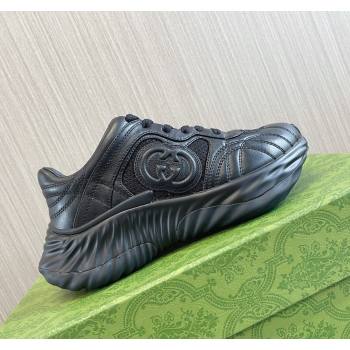 Gucci Ripple Platform Sneakers in Leather Black 2024 (MD-240429021)