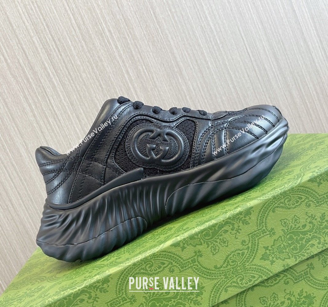 Gucci Ripple Platform Sneakers in Leather Black 2024 (MD-240429021)