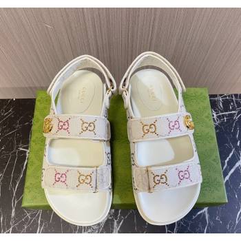Gucci Double G Canvas Flat Sandals White 2024 771575 0427 (MD-240427013)