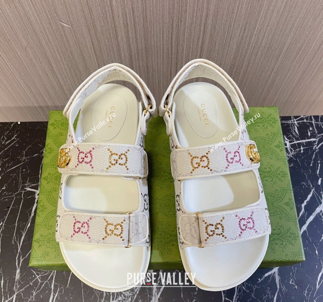 Gucci Double G Canvas Flat Sandals White 2024 771575 0427 (MD-240427013)