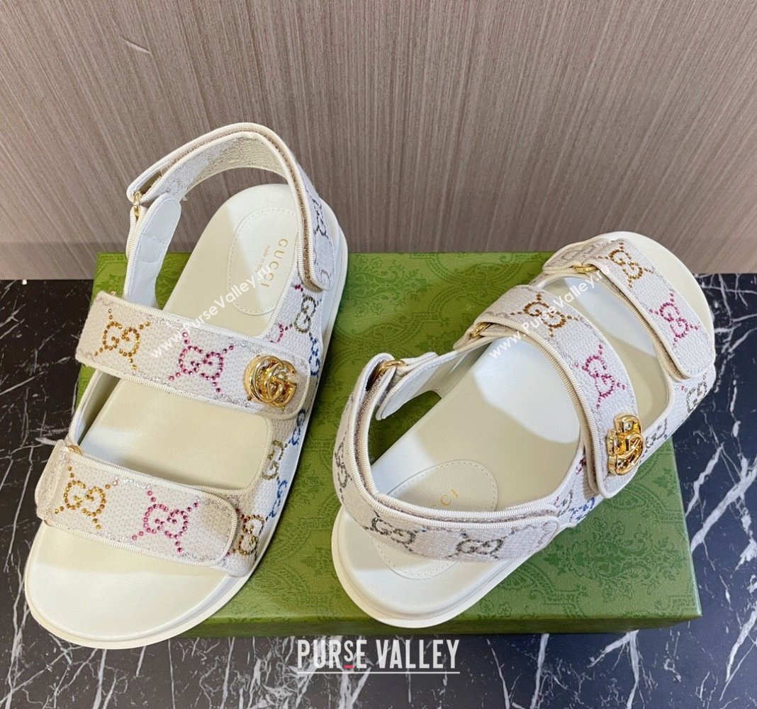 Gucci Double G Canvas Flat Sandals White 2024 771575 0427 (MD-240427013)