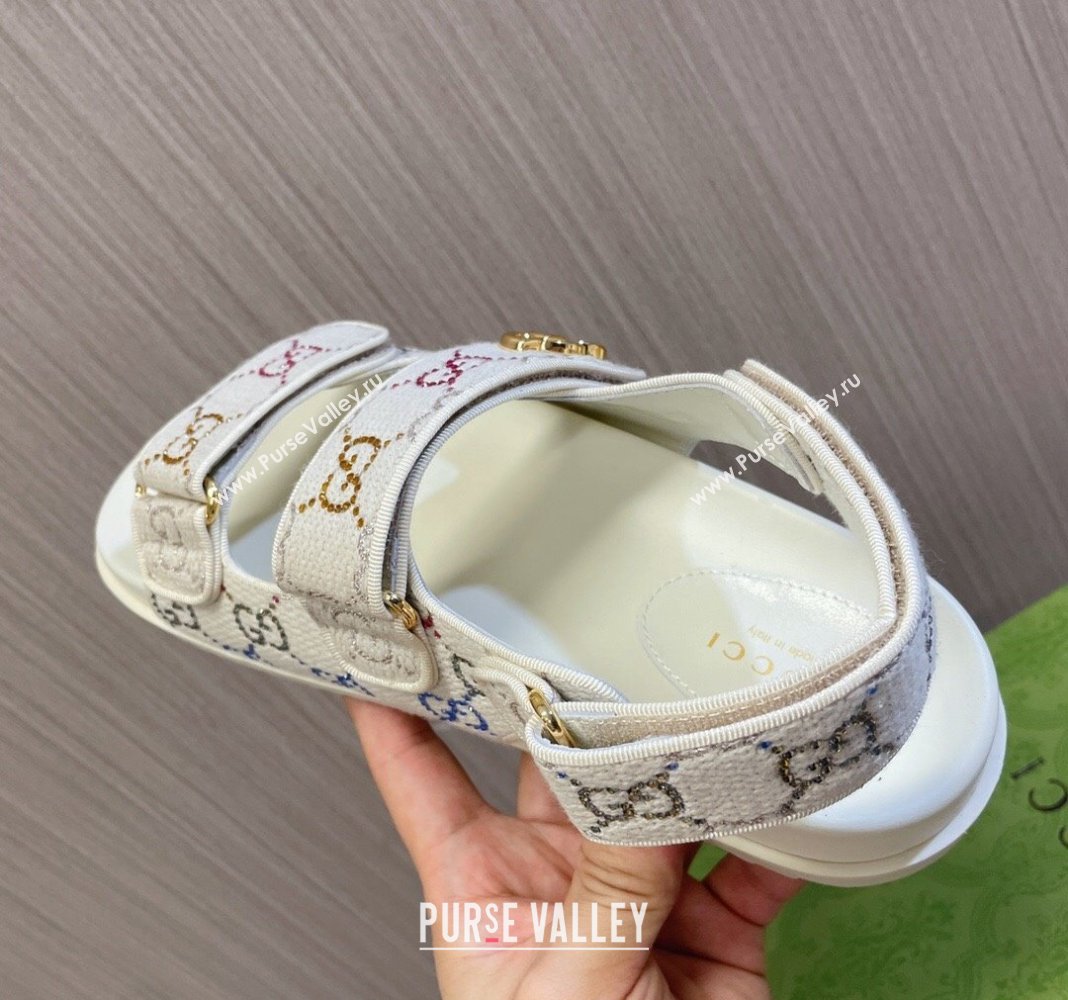 Gucci Double G Canvas Flat Sandals White 2024 771575 0427 (MD-240427013)