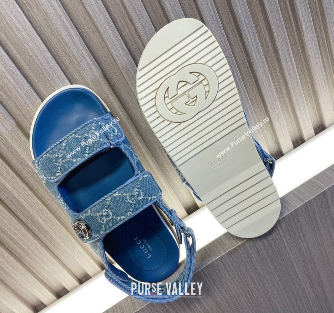 Gucci Double G Denim Flat Sandals Blue 2024 771575 0427 (MD-240427014)