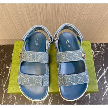 Gucci Double G Denim Flat Sandals Blue 2024 771575 0427 (MD-240427014)