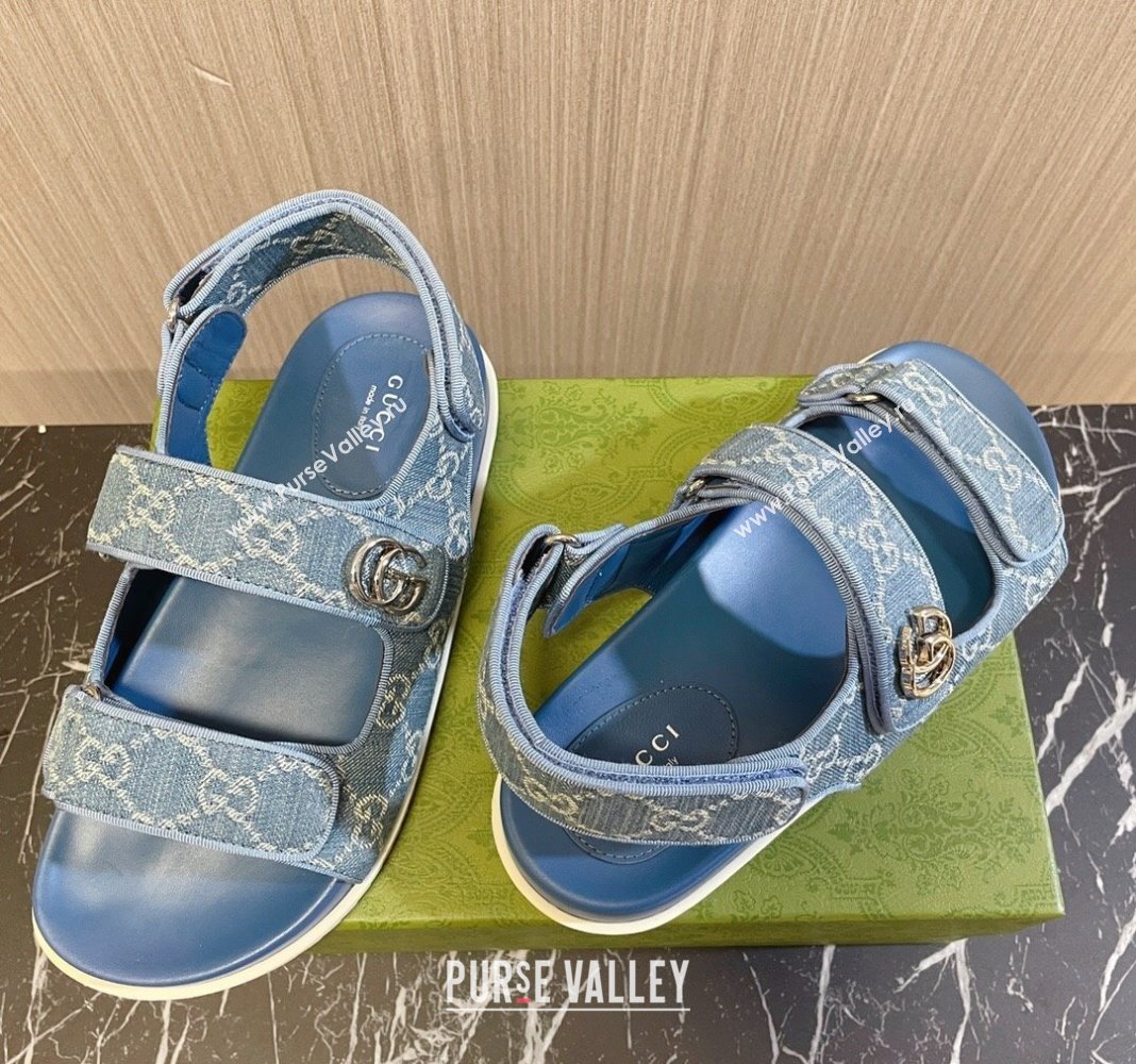 Gucci Double G Denim Flat Sandals Blue 2024 771575 0427 (MD-240427014)