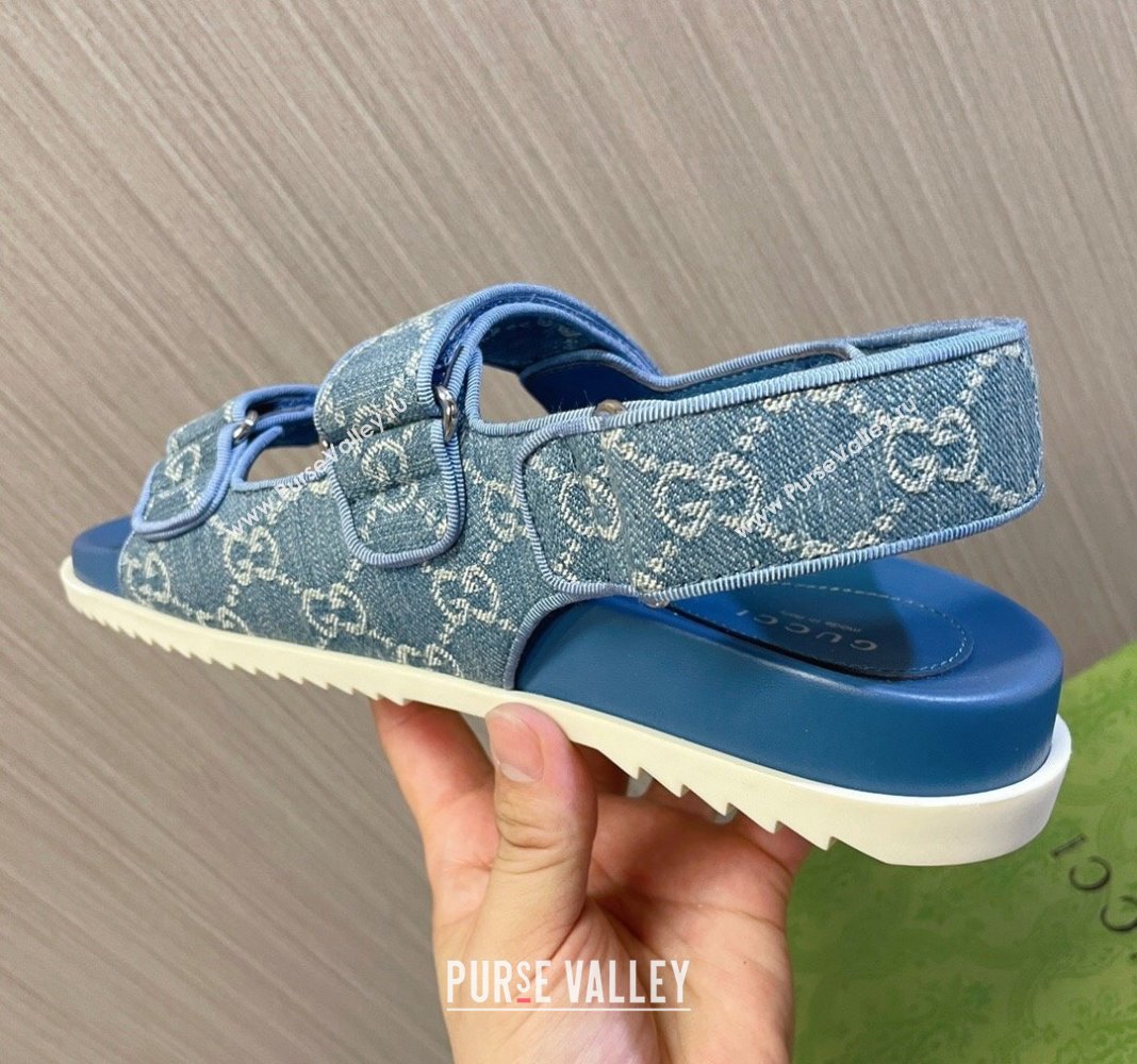 Gucci Double G Denim Flat Sandals Blue 2024 771575 0427 (MD-240427014)