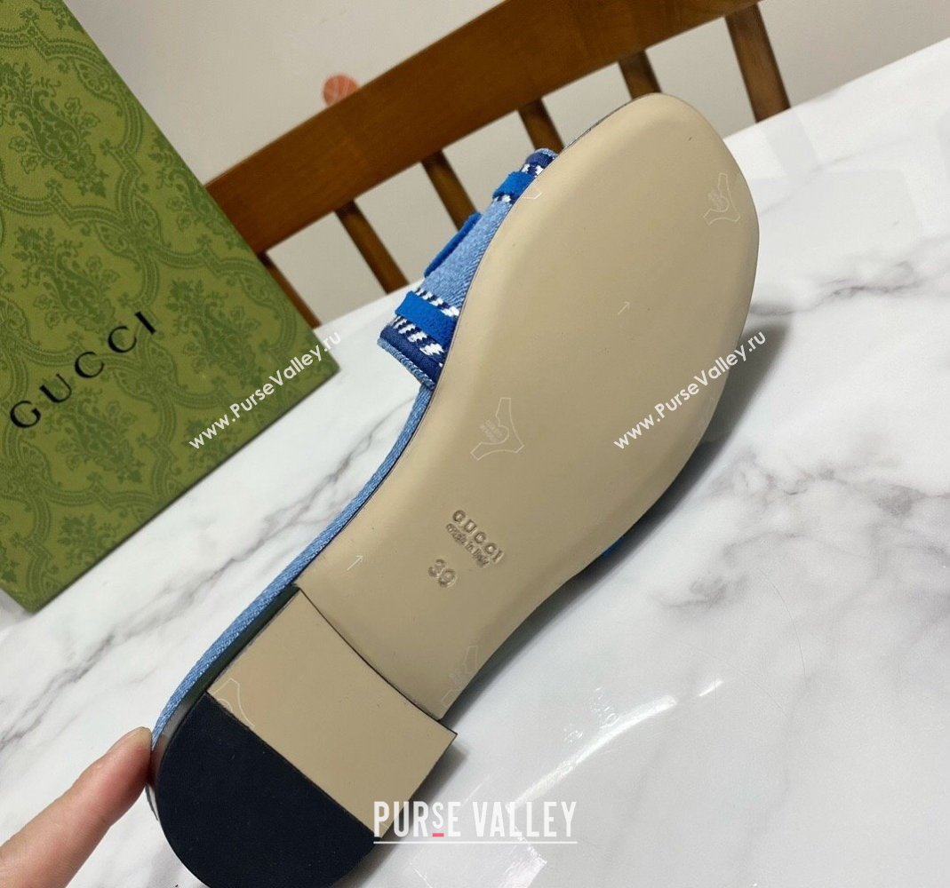 Gucci Denim Flat Slide Sandals with Gucci Script Blue2 2024 (MD-240427043)