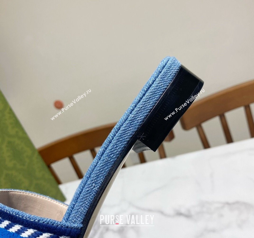 Gucci Denim Flat Slide Sandals with Gucci Script Blue2 2024 (MD-240427043)
