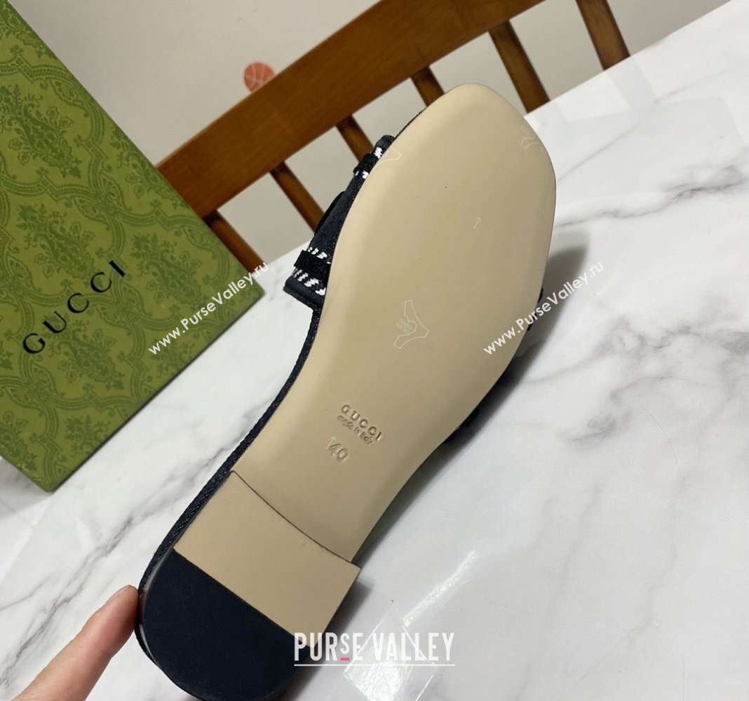 Gucci Denim Flat Slide Sandals with Gucci Script Black 2024 (MD-240427045)