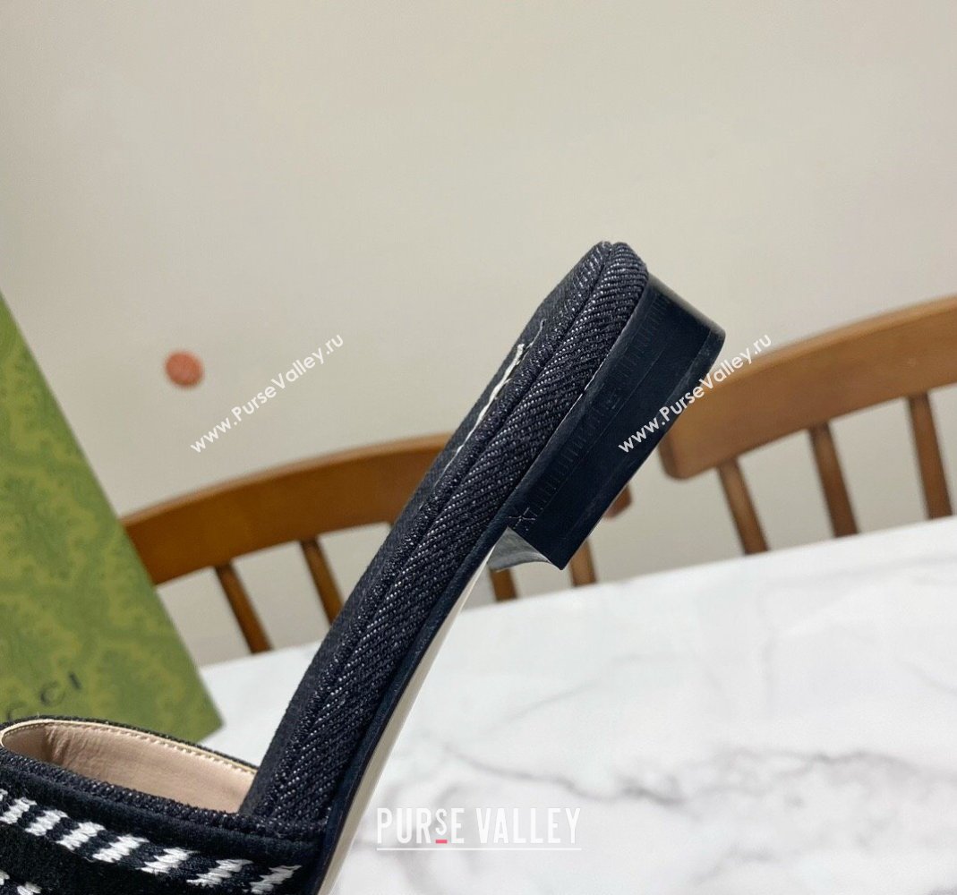 Gucci Denim Flat Slide Sandals with Gucci Script Black 2024 (MD-240427045)