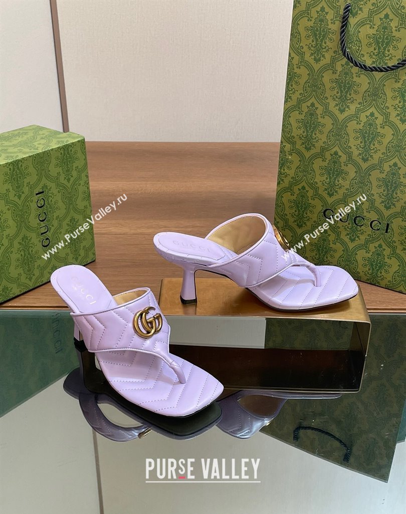 Gucci Double G Thong Slide Sandals 5.5cm in Chevron Leather Purple 2024 776995 (MD-240427048)