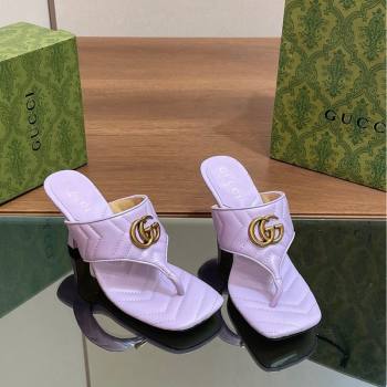Gucci Double G Thong Slide Sandals 5.5cm in Chevron Leather Purple 2024 776995 (MD-240427048)