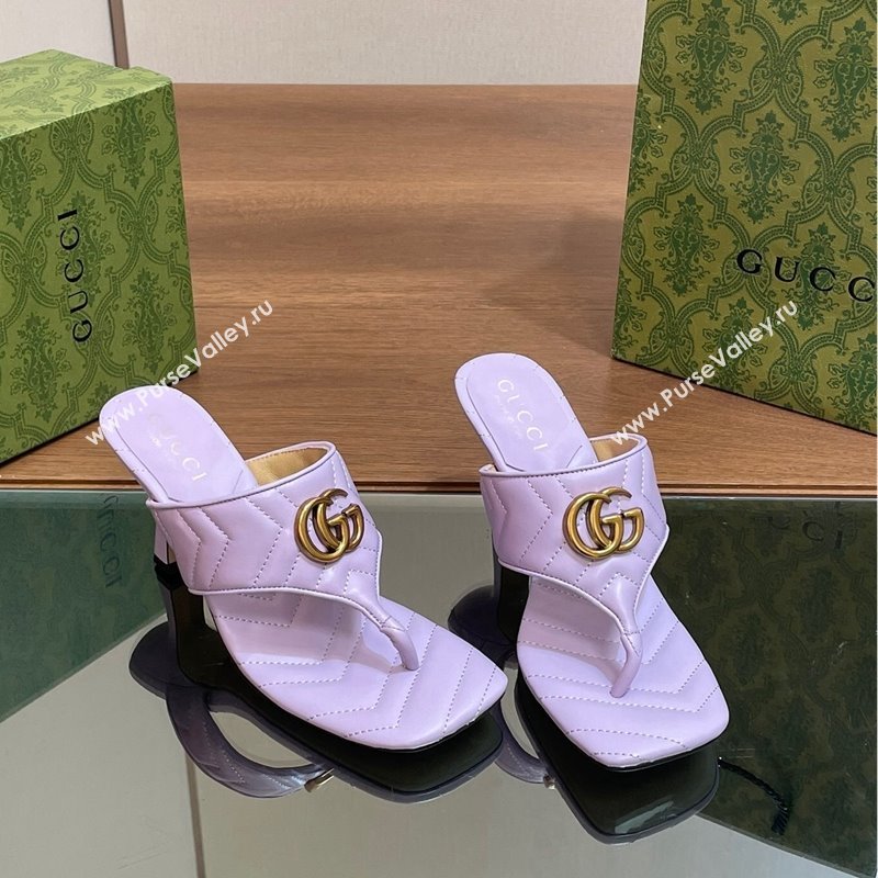 Gucci Double G Thong Slide Sandals 5.5cm in Chevron Leather Purple 2024 776995 (MD-240427048)
