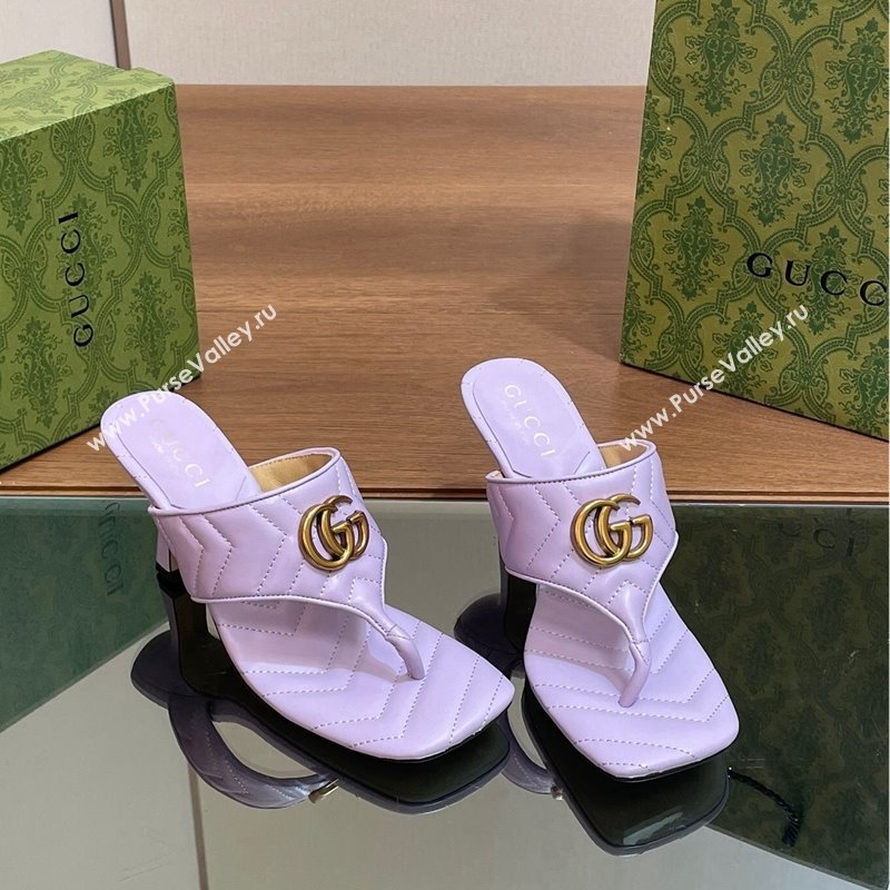 Gucci Double G Thong Slide Sandals 5.5cm in Chevron Leather Purple 2024 776995 (MD-240427048)
