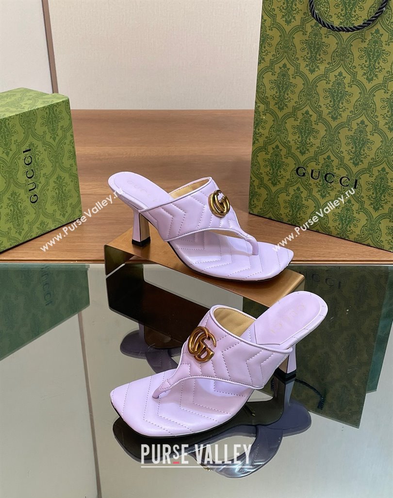 Gucci Double G Thong Slide Sandals 5.5cm in Chevron Leather Purple 2024 776995 (MD-240427048)