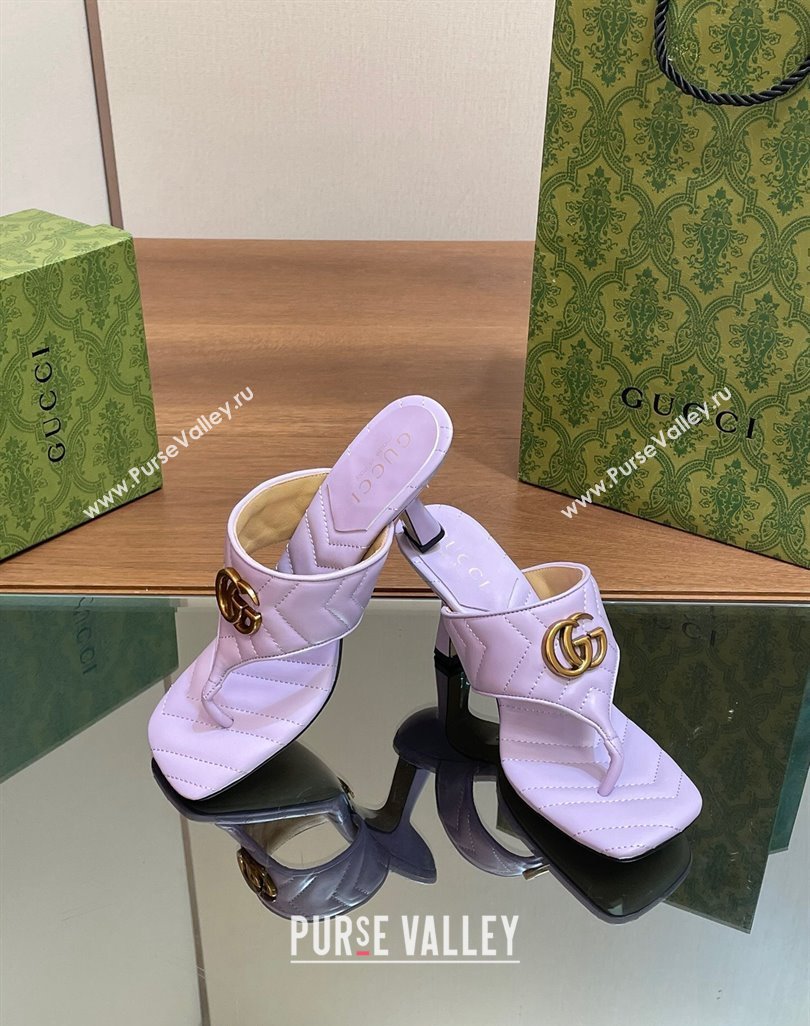 Gucci Double G Thong Slide Sandals 5.5cm in Chevron Leather Purple 2024 776995 (MD-240427048)