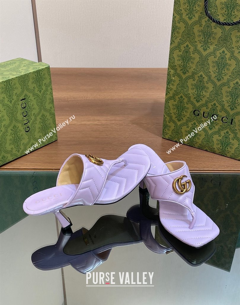 Gucci Double G Thong Slide Sandals 5.5cm in Chevron Leather Purple 2024 776995 (MD-240427048)