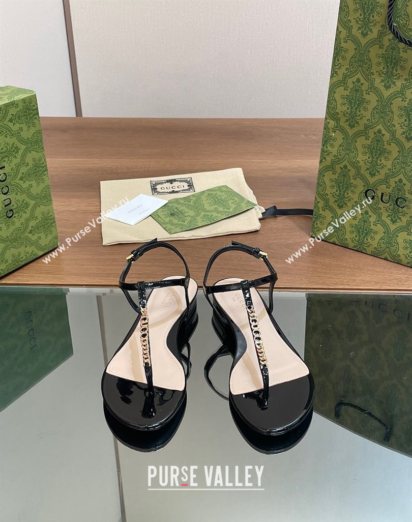 Gucci Signoria Leather Flat Thong Sandals Black 2024 0427 (MD-240427062)