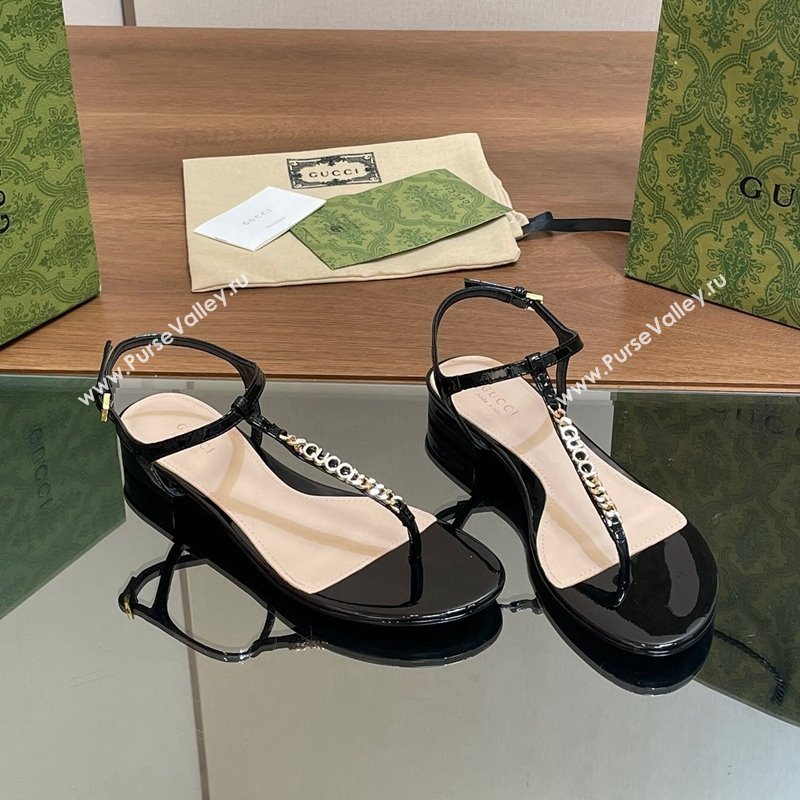 Gucci Signoria Leather Flat Thong Sandals Black 2024 0427 (MD-240427062)