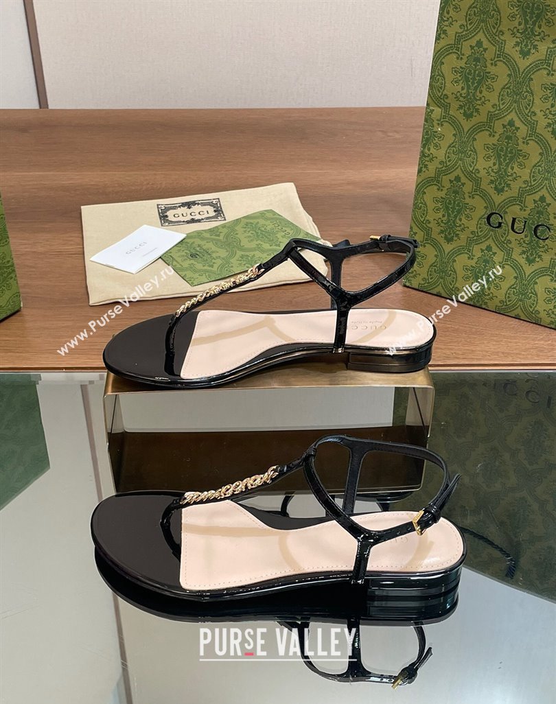 Gucci Signoria Leather Flat Thong Sandals Black 2024 0427 (MD-240427062)