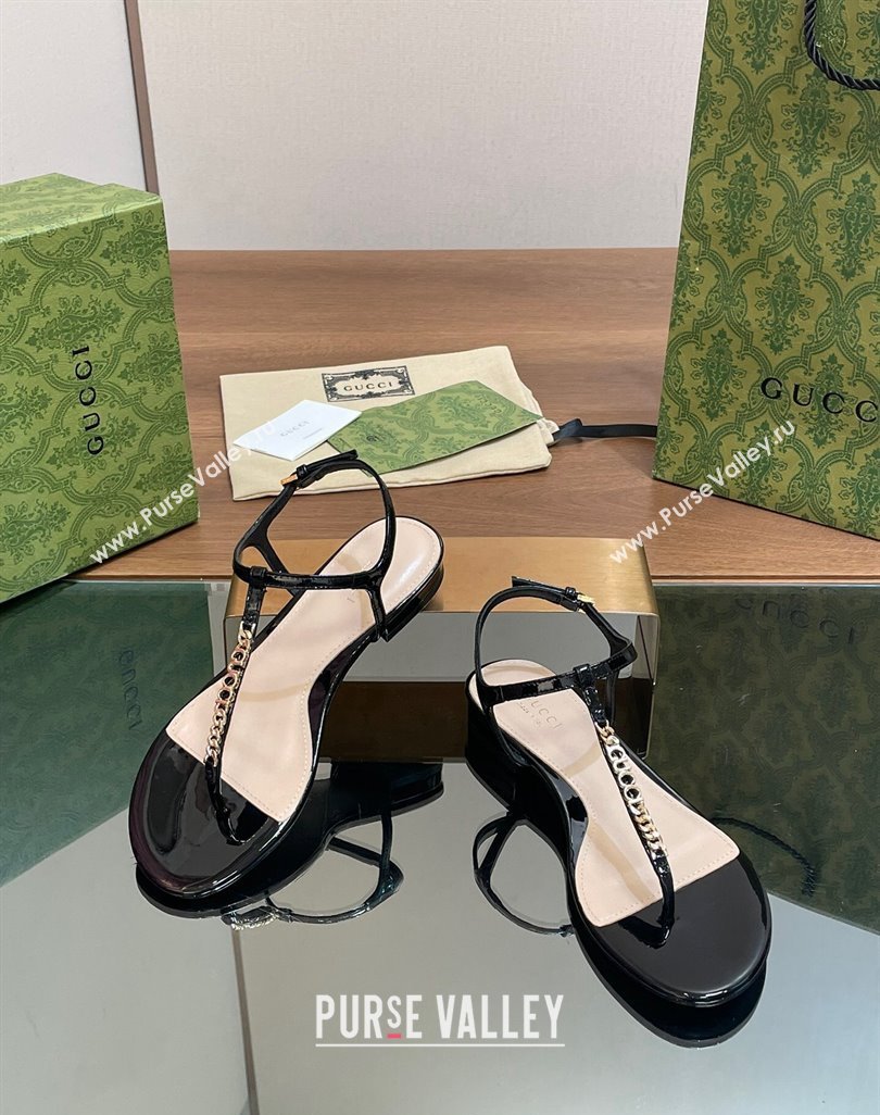 Gucci Signoria Leather Flat Thong Sandals Black 2024 0427 (MD-240427062)