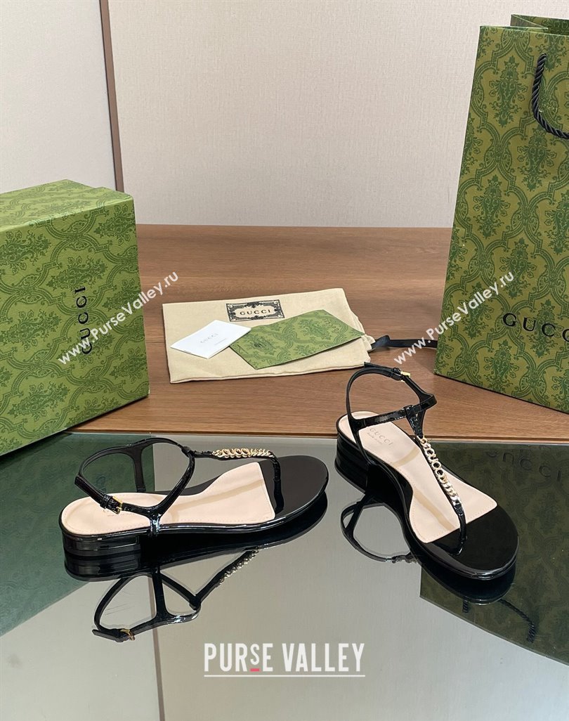 Gucci Signoria Leather Flat Thong Sandals Black 2024 0427 (MD-240427062)